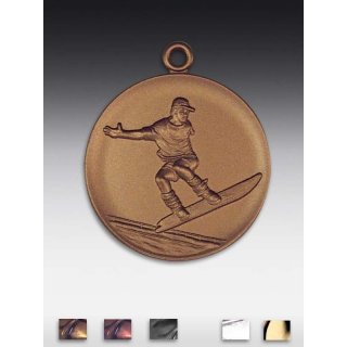 Medaille Snowboardfahrer mit se  50mm, bronzefarben in Metall