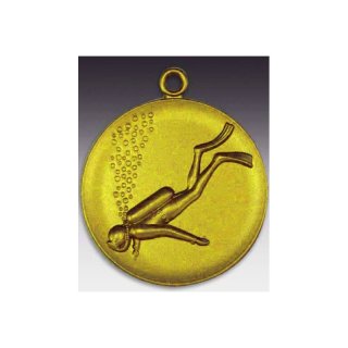 Medaille Sporttaucher mit se  50mm, goldfarben in Metall