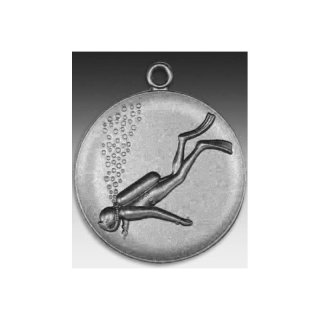 Medaille Sporttaucher mit se  50mm, silberfarben in Metall