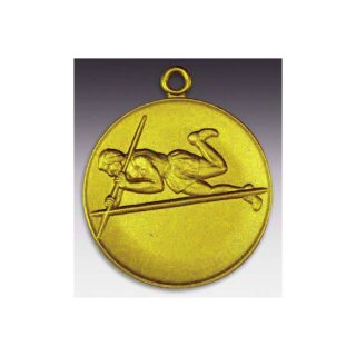 Medaille Stabhochsprung mit se  50mm, goldfarben in Metall
