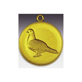Medaille Taube, Lockentaube mit se  50mm, goldfarben in Metall