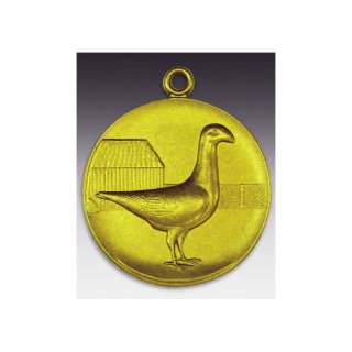 Medaille Taube, Schautaube mit se  50mm, goldfarben in Metall