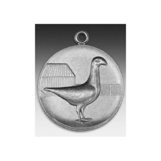 Medaille Taube, Schautaube mit se  50mm, silberfarben in Metall