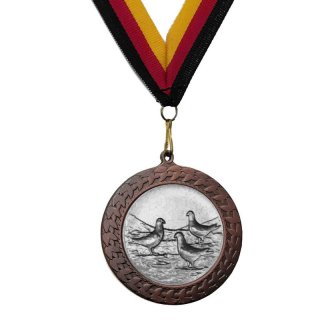 Medaille Tauben, drei mit se  50mm, bronzefarben in Metall