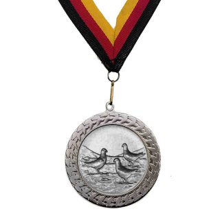 Medaille Tauben, drei mit se  50mm, silberfarben in Metall