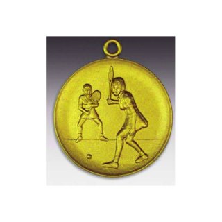 Medaille Tennis Doppel Damen mit se  50mm, goldfarben in Metall