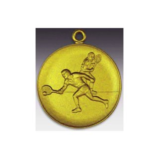 Medaille Tennis Doppel Herren mit se  50mm, goldfarben in Metall