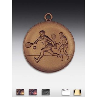 Medaille Tennis - Mixed mit se  50mm,   bronzefarben, siber- oder goldfarben