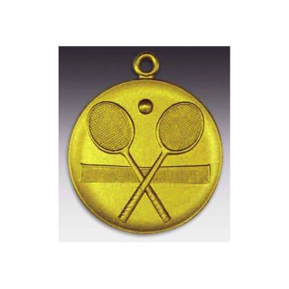 Medaille Tennisschlger mit se  50mm, goldfarben in Metall
