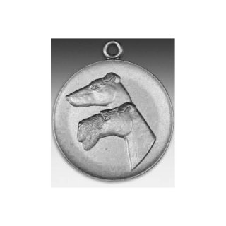 Medaille Terrier mit se  50mm, silberfarben in Metall