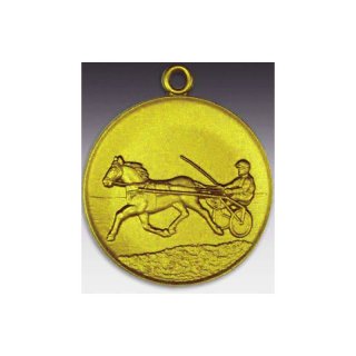 Medaille Trabrennfahrer mit se  50mm, goldfarben in Metall