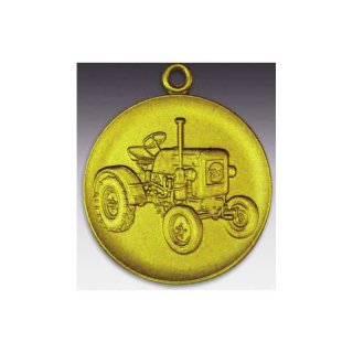 Medaille Traktor mit se  50mm, goldfarben in Metall
