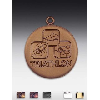 Medaille Triathlon mit se  50mm,  bronzefarben, siber- oder goldfarben