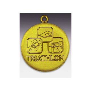 Medaille Triathlon mit se  50mm, goldfarben in Metall
