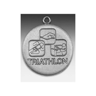 Medaille Triathlon mit se  50mm, silberfarben in Metall
