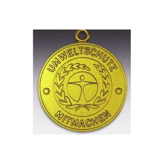 Medaille Umweltschutz mit se  50mm, goldfarben in Metall