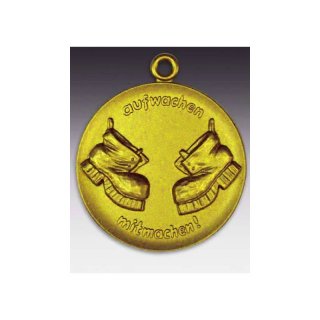 Medaille Wanderschuhe mit se  50mm, goldfarben in Metall