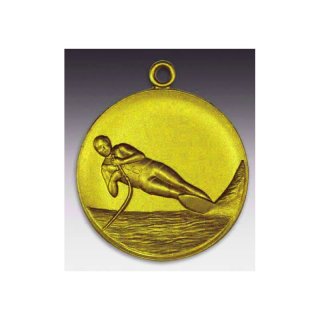 Medaille Wasserski mit se  50mm, goldfarben in Metall