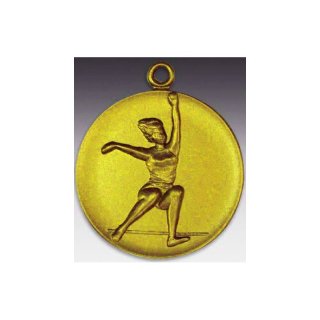Medaille Weitsprung - Frauen mit se  50mm, goldfarben in Metall