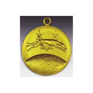 Medaille Windhund mit se  50mm, goldfarben in Metall