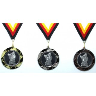 Medaille  Yorkshire Terrier D=70mm in 3D, inkl.  22mm Band, 3er Serie