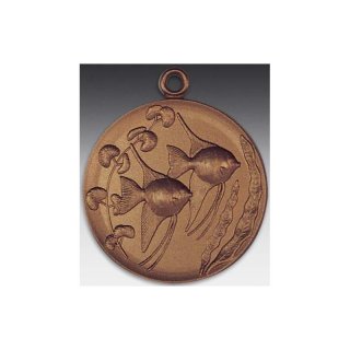 Medaille Zierfische mit se  50mm, bronzefarben in Metall