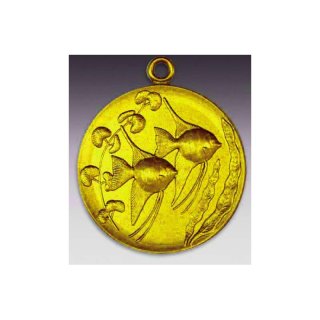 Medaille Zierfische mit se  50mm, goldfarben in Metall