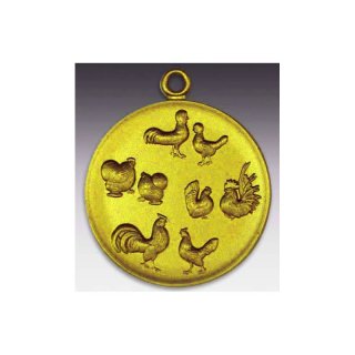 Medaille Zwerghhner mit se  50mm, goldfarben in Metall