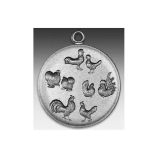 Medaille Zwerghhner mit se  50mm, silberfarben in Metall