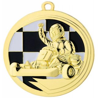 Medaille D=50mm,  Go-Kart  gold Material,   Band  und Montage sind im Preis enthalten