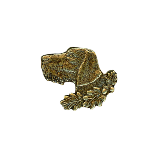 Metallabzeichen - Deutsch Drahthaar - Prgetechnik - 24 x 18,5 mm, mit Stift und Klemmsicherung, bronzefarbig