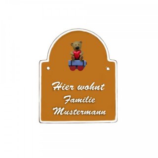 Namensschild Bogen- Klassik 140x170mm  terrakotta Motiv Familie Mutter