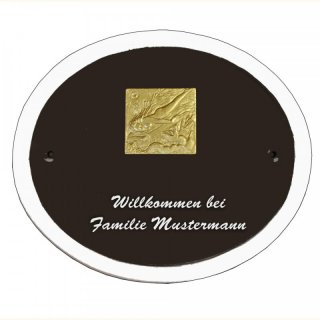 Namensschild Decoramic Oval 280x240mm  braun/weiss, Motiv der Stadt Bremen Relief klein