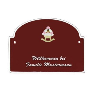 Namensschild - Namensschild Decoramic aus Arteliht groer Bogen  240x170mm  braun/weiss, aus Arteliht, Motiv Baum, Natur, Idylle
