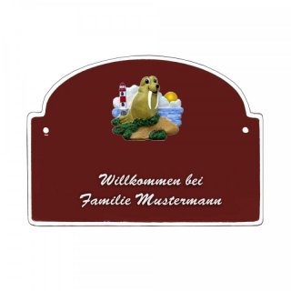 Namensschild - Namensschild Decoramic aus Arteliht groer Bogen  240x170mm  blau/weiss, aus Arteliht, Motiv Baum, Natur, Idylle