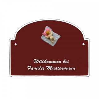 Namensschild - Namensschild Decoramic aus Arteliht groer Bogen  240x170mm  blau/weiss, aus Arteliht, Motiv Baum, Natur, Idylle