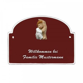 Namensschild - Namensschild Decoramic aus Arteliht groer Bogen  240x170mm  blau/weiss, aus Arteliht, Motiv Baum, Natur, Idylle