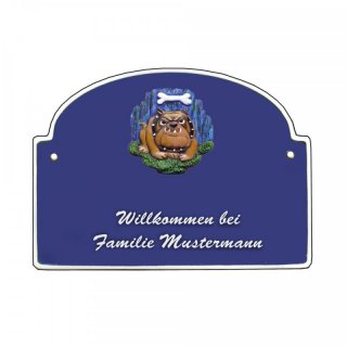 Namensschild - Namensschild Decoramic aus Arteliht groer Bogen  240x170mm  blau/weiss, aus Arteliht, Motiv Baum, Natur, Idylle