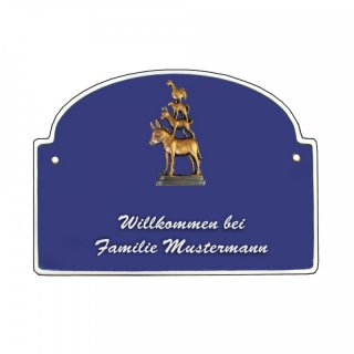 Namensschild - Namensschild Decoramic aus Arteliht groer Bogen  240x170mm  blau/weiss, aus Arteliht, Motiv Baum, Natur, Idylle