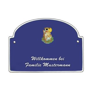 Namensschild - Namensschild Decoramic aus Arteliht groer Bogen  240x170mm  blau/weiss, aus Arteliht, Motiv Baum, Natur, Idylle
