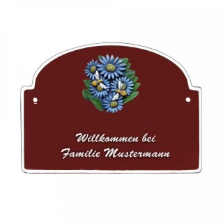 Namensschild - Namensschild Decoramic aus Arteliht gro�er Bogen � 240x170mm  blau/weiss, aus Arteliht, Motiv Baum, Natur, Idylle