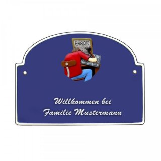 Namensschild - Namensschild Decoramic aus Arteliht groer Bogen  240x170mm  blau/weiss, aus Arteliht, Motiv Baum, Natur, Idylle