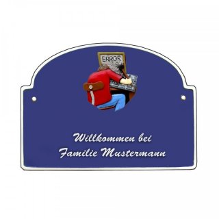 Namensschild - Namensschild Decoramic aus Arteliht groer Bogen  240x170mm  blau/weiss, aus Arteliht, Motiv Baum, Natur, Idylle