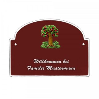 Namensschild - Namensschild Decoramic aus Arteliht groer Bogen  240x170mm  braun/weiss, aus Arteliht, Motiv Baum, Natur, Idylle