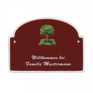 Namensschild - Namensschild Decoramic aus Arteliht groer Bogen  240x170mm  braun/weiss, aus Arteliht, Motiv Baum, Natur, Idylle
