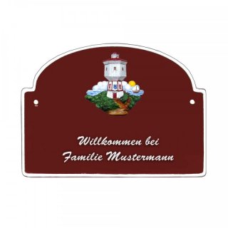 Namensschild - Namensschild Decoramic aus Arteliht groer Bogen  240x170mm  braun/weiss, aus Arteliht, Motiv Baum, Natur, Idylle