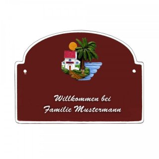 Namensschild - Namensschild Decoramic aus Arteliht groer Bogen  240x170mm  braun/weiss, aus Arteliht, Motiv Baum, Natur, Idylle