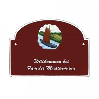 Namensschild - Namensschild Decoramic aus Arteliht groer Bogen  240x170mm  braun/weiss, aus Arteliht, Motiv Baum, Natur, Idylle