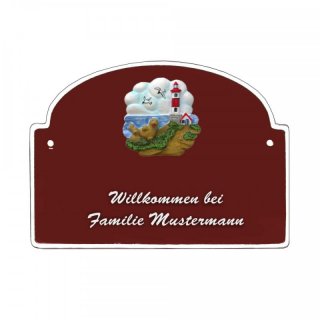 Namensschild - Namensschild Decoramic aus Arteliht groer Bogen  240x170mm  braun/weiss, aus Arteliht, Motiv Baum, Natur, Idylle