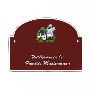 Namensschild - Namensschild Decoramic aus Arteliht groer Bogen  240x170mm  braun/weiss, aus Arteliht, Motiv Baum, Natur, Idylle